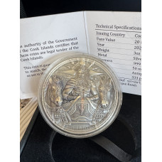 3oz SILVER 999.9 FINE -HELIOS - ANCIENT TITANS SERIES 2022 COOK ISLANDS 20 DOLLAR COIN - ULTRA HIGH RELIEF