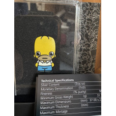 1oz SILVER 99.9 FINE - TUVALU HOMER SIMPSON 2025 LEGAL TENDER COIN