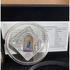 50GR SILVER 10 DOLLARS - SACRED ART HOLY WINDOWS - PISA CATHEDRAL - REPUBLIC OF PALAU