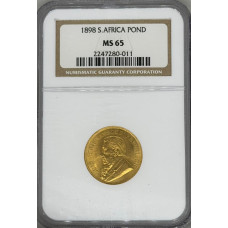 1898 ZAR 1 FULL POND * MS65 * NGC 3RD FINEST GRADED