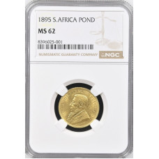 1895 ZAR 1 POND * MS62 * NGC 2ND FINEST GRADE - ONLY 3 IN MS63