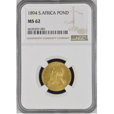 1894 ZAR 1 FULL POND *MS62* GRADED RARETY - ONLY FEW IN MS