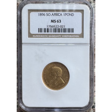 1896 ZAR 1 POND * MS63 * NGC FINEST GRADE
