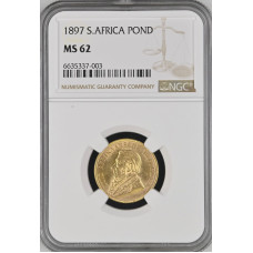 1897 ZAR 1 POND * MS62 * NGC GRADE