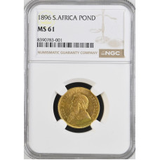 1896 ZAR 1 POND * MS61 * NGC 3RD FINEST GRADE