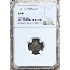 1931 UNION SA 3 PENCE ** FAMOUS 1931 TICKEY** PF64 - NGC GRADED ONLY 62 MINTED & 3RD FINEST 