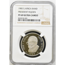 1985 NICKEL RAND - PRESIDENT VILJOEN PF69UC - NGC GRADED 2ND FINEST ONLY 1 IN PF70