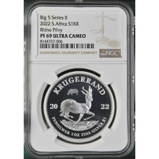 2022 PRIVY SERIES 2 - 1oz SILVER KRUGERRAND MINT MARK RHINO PF69 ULTRA CAMEO NGC