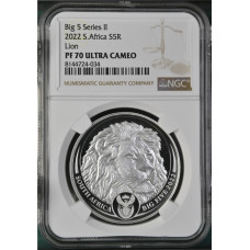 2022 BIG 5 SERIES 2 - 1oz SILVER LION PF70 ULTRA CAMEO NGC FINEST KNOWN