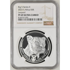 2023 BIG 5 SERIES 2 - 1oz SILVER LEOPARD PF69 ULTRA CAMEO NGC
