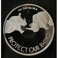 1oz SILVER ROUNDS -PROTECT OUR RHINO- PURE 999.9 SILVER