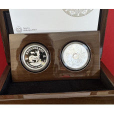 2025 PRIVY PROOF SILVER 2oz SET - 1oz SILVER KRUGERRAND MINT MARK & BIG 5 LION- IN SAMINT BOX AS ISSUED & CERTIFIED