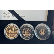 2025 KRUGERRAND 3 GOLD COIN SET PROOF 1/10oz + 1/20oz + 1/50oz - VE DAY - LIMITED EDITION SAMINT AS ISSUED & CERTIFIED
