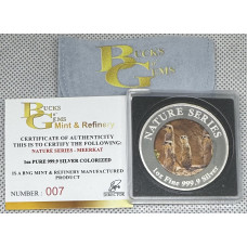 1oz SILVER 999.9 FINE - 2025 NATURE SERIES "MEERKAT" COLORIZED - CERTIFIED & MINT BAG