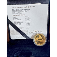 2026 HIGH RELIEF CHEETAH PROOF 1/4oz FINE GOLD R50 COIN - SAMINT ISSUED