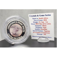 1oz PURE 999.9 SILVER CRYSTALS & GEMS COLORIZED SERIES IN DOME "SWAROVSKI MINI MO COW" CERTIFIED & BOXED TENDER PINK