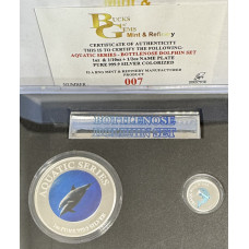 2024 AQUATIC SERIES OF SA TWIN SET *BOTTLENOSE DOLPHIN* 1oz+1/2oz+1/10oz SILVER CERTIFICATE & BOX