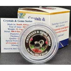1oz PURE 999.9 SILVER CRYSTALS & GEMS COLORIZED SERIES IN DOME "SWAROVSKI SWIMMING DUCK" CERTIFIED & BOXED