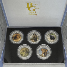 2024 NATURE SERIES OF SOUTH AFRICA "AFRICAN BIG 5 COIN SET " 1oz FINE 999.9 SILVER COLORIZED BULLION- CERTIFIED & MINT BOX