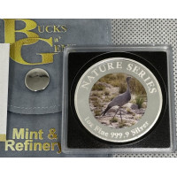 1oz SILVER 999.9 FINE - 2024 NATURE SERIES "NATIONAL BIRDS BLUE CRANE" COLORIZED - CERTIFIED & MINT BAG