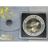 1oz SILVER 999.9 FINE - 2024 NATURE SERIES "NATIONAL BIRDS MARTIAL EAGLE" COLORIZED - CERTIFIED & MINT BAG