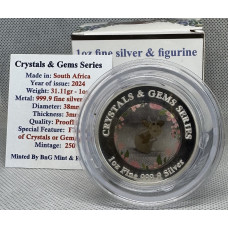 1oz PURE 999.9 SILVER CRYSTALS & GEMS COLORIZED SERIES IN DOME "SWAROVSKI MINI MO COW" CERTIFIED & BOXED PLATINUM (RARE)