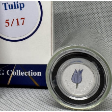 1/10oz PURE 999.9 SILVER CRYSTALS & GEMS COLORIZED SERIES IN DOME "SWAROVSKI TULIPS " CERTIFIED & BOXED