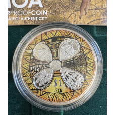 2018 NEWZEALAND $5 PROOF 1oz SILVER COLORISED COIN - MOA EXTINCT BIRD - ANNUAL COIN