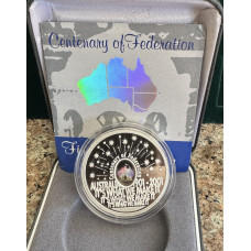 1oz SILVER 999.9 AUSTRALIAN CENTENARY OF FEDERATION PROOF HOLOGRAPHIC $5 COIN - AUSTRALIA AS ISSUED