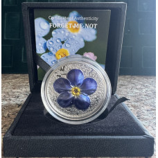 2oz SILVER 999.9 FINE - FORGET ME NOT FLOWER 10 DOLLARS PROOF COIN - REPUBLIC OF PALAU - HIGH RELIEF