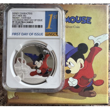 2017 DISNEY CHARACTERS $2 NIUE *MICKY FANTASIA * 1oz SILVER 999.9 FINE - PF70UC NGC GRADED FINEST KNOWN & 1ST RELEASE