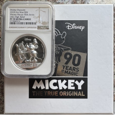 2018 DISNEY CHARACTERS $5 NIUE *MICKEY MOUSE 90th ANNIVERSARY* 2oz SILVER HIGH RELIEF - PF70UC NGC GRADED FINEST KNOWN