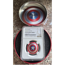 2019 FIJI S $1 *CAPTAIN AMERICA* SHIELD - 1/3oz SILVER 999.9 FINE PF69UC NGC GRADE