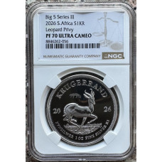 2026 PRIVY SERIES 3 - 1oz SILVER KRUGERRAND MINT MARK LEOPARD PF70 ULTRA CAMEO NGC FINEST KNOWN