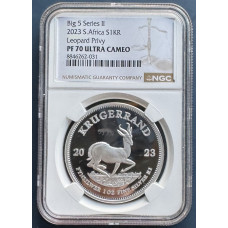 2023 PRIVY SERIES 2 - 1oz SILVER KRUGERRAND MINT MARK LEOPARD PF70 ULTRA CAMEO NGC FINEST KNOWN
