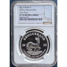 2022 PRIVY SERIES 2 - 1oz SILVER KRUGERRAND MINT MARK LION PF70 ULTRA CAMEO NGC FINEST KNOWN