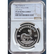 2022 PRIVY SERIES 2 - 1oz SILVER KRUGERRAND MINT MARK LION PF69 ULTRA CAMEO NGC