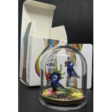 1oz CANADA MURANO 1OZ SILVER & PARROT FIGURINE SET + DOME, BOX & CERTIFICATE