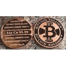 1oz COPPER ROUNDS 999.9 PURE - BITCOIN