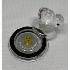 1/10oz PURE 999.9 SILVER CRYSTALS & GEMS COLORIZED SERIES IN DOME "SWAROVSKI CHICKS" CERTIFIED & BOXED