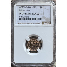 2024 KRUGERRAND 80 DAY PRIVY MINT MARK 1/10oz PROOF FINE GOLD PF70UC - NGC FINEST GRADE