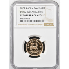 2024 KRUGERRAND 80 DAY PRIVY MINT MARK 1/4oz PROOF FINE GOLD PF70UC - NGC FINEST GRADE