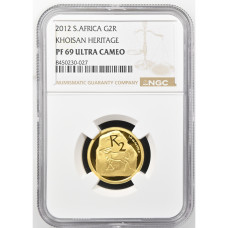 2012 HERITAGE 1/4OZ PROOF GOLD G20R - KHOISAN - PF69UC - NGC GRADE