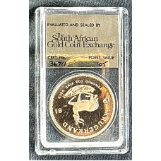 1981 KRUGERRAND PROOF 1oz FINE GOLD IN SAGCE SLAB 105 POINT VALUE