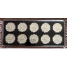 2017 > 2026 COMPLETE SET 1oz SILVER KRUGERRAND IN SPECIAL CASE - 10 COINS