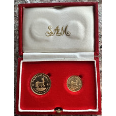 1981-1990 KRUGERRAND PROOF TWIN SET - 1/4oz & 1/10oz FINE GOLD "PROOF" AS ISSUED FROM MINT IN BOX