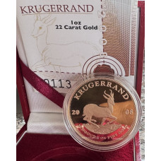 2008 KRUGERRAND PROOF 1oz FINE GOLD ORIGINAL AS ISSUED SAMINT BOX & CERTIFICATE