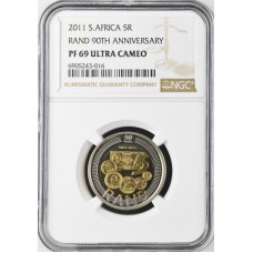 2011 SARB 90th ANNIVERSARY R5 COIN PF69 ULTRA CAMEO - NGC grade