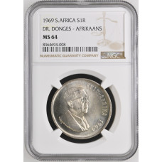 1969 SILVER RAND AFRIKAANS MS64 BRILLIANT UNC - NGC GRADED