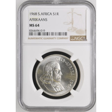 1968 SILVER RAND AFRIKAANS - MS64 - NGC GRADE